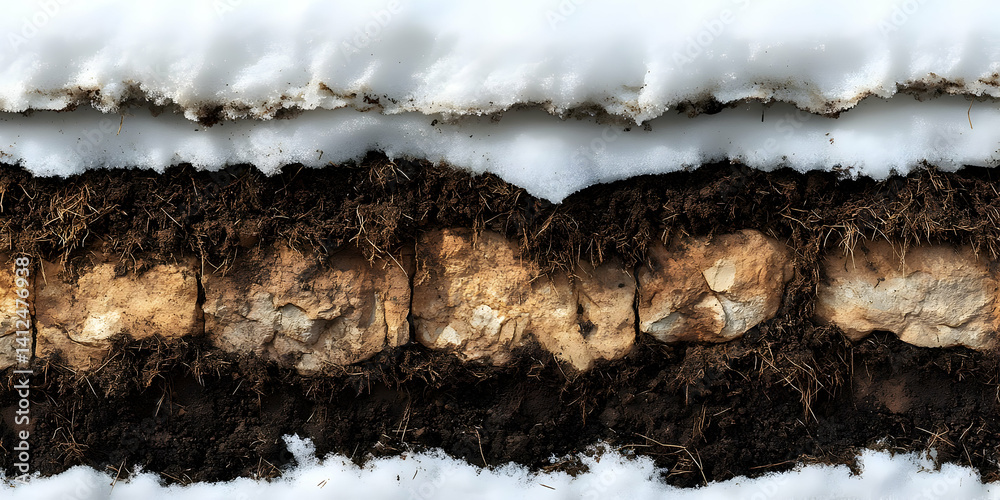 Snow Covered Stone Wall Illustration