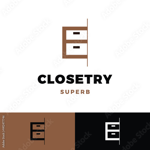 initial letter e closetry icon logo design template