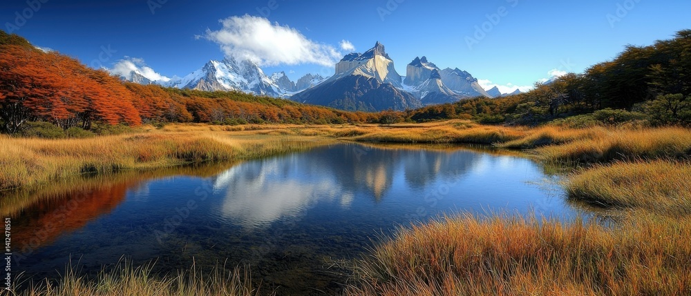 Fototapeta premium Breathtaking Landscape of Mountains and Reflections