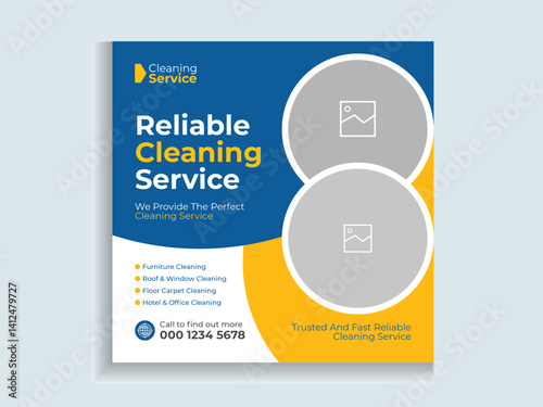 Home cleaning service or Reliable clean flyer and social media post design template and brochure