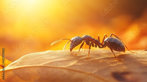 Ant on Leaf, Golden Light