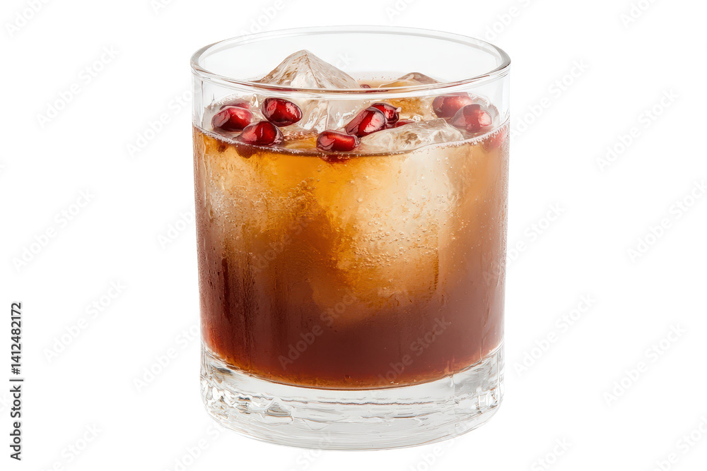 Refreshing Ice Cold Drink with Pomegranate Seeds and Ice Cubes Refreshing Ice Cold Drink with Pomegranate Seeds and Ice Cubes
