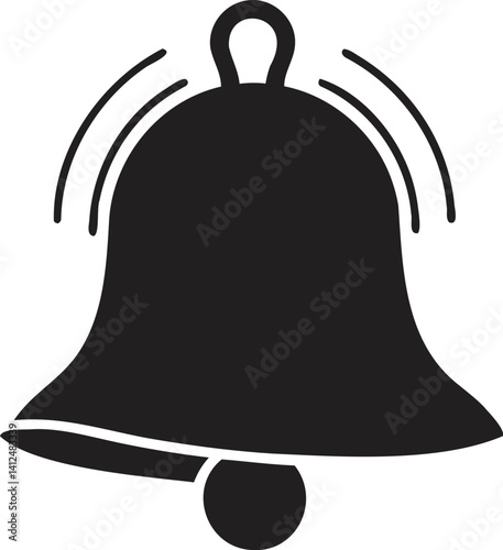 Black and White Ringing Bell Silhouette Vector - Alert Symbol