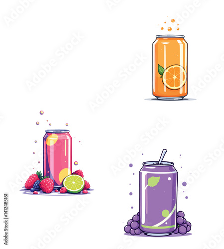 Vsai refreshing fizzy drinks in aluminum cans with fruit flavors