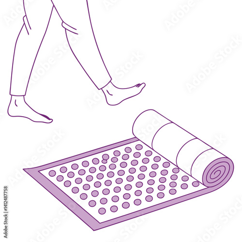Acupressure Mat Vector Icon with Pink Spikes for Self-Care Branding in Scalable Design