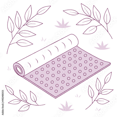 Simple Vector Acupressure Mat Icon with Pink Spikes for Relaxation Graphics in Editable Design
