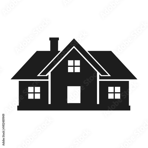 Modern house icon, home silhouette, real estate symbol, architecture vector, building logo