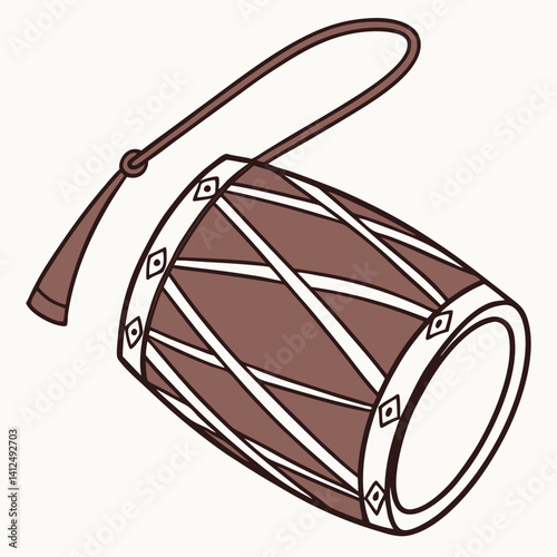 Bihu Dhol Vector Design in Rich Brown for Cultural Festival Graphics in Scalable Format photo