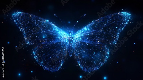 Obraz na płótnie A luminous blue butterfly a digital art masterpiece glows with ethereal light intricate detail and w salonie