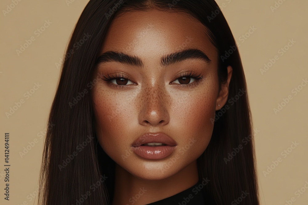 The model is stunning, wearing statement earrings along with makeup The model is stunning, wearing statement earrings along with makeup