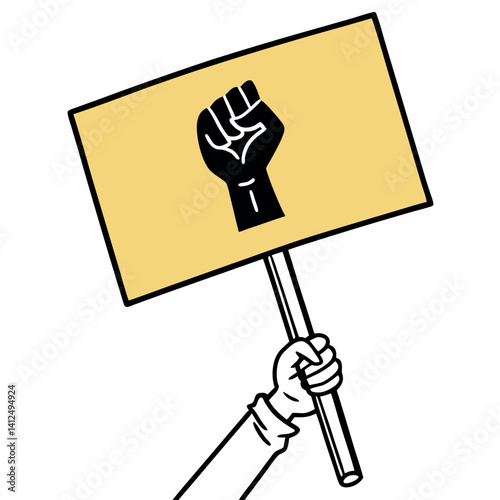 Vector Protest Sign Design with Black Fist for Social Advocacy Graphics in Editable Format photo