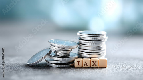Two stacks of silver coins with 
