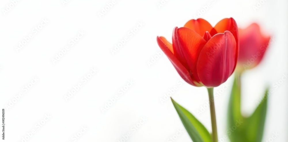 Spectacular red tulip blossom, pure white background, floral image, botany, red Spectacular red tulip blossom, pure white background, floral image, botany, red