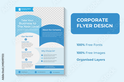 Corporate Business Modern A4 Flyers, with creative editable geometric vector design templates, Informative modern layouts for promotional purposes.