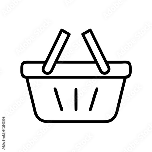Simple Line Art of a Shopping Basket  
