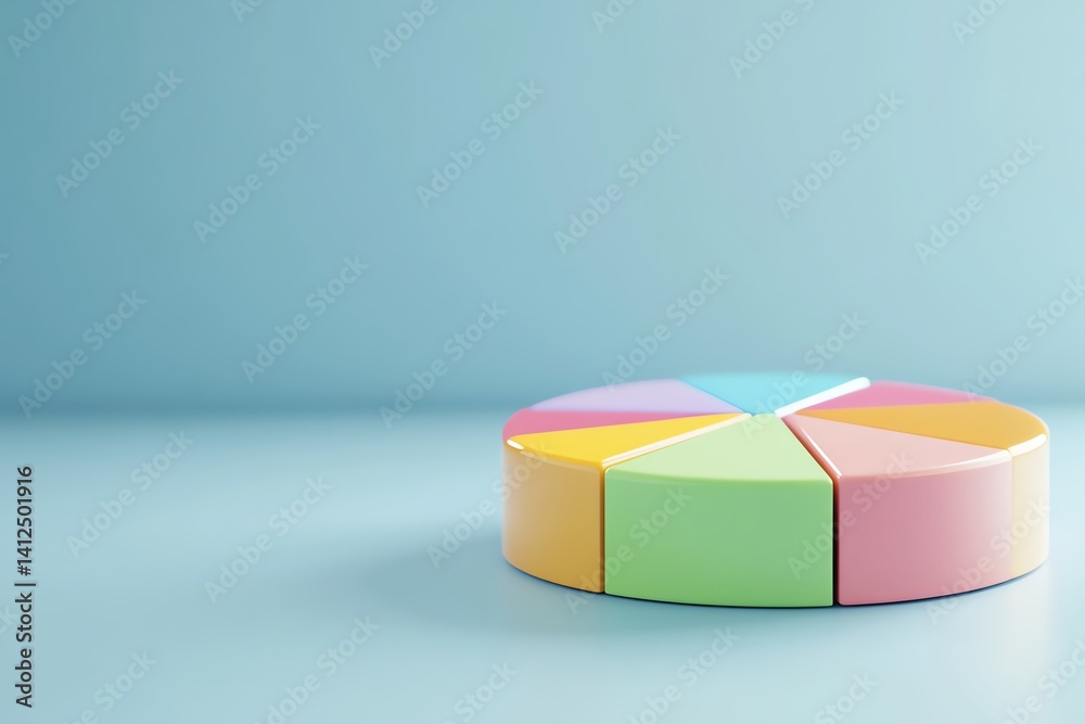 Obraz premium Colorful 3D pie chart with expanding segments representing financial distribution and analysis