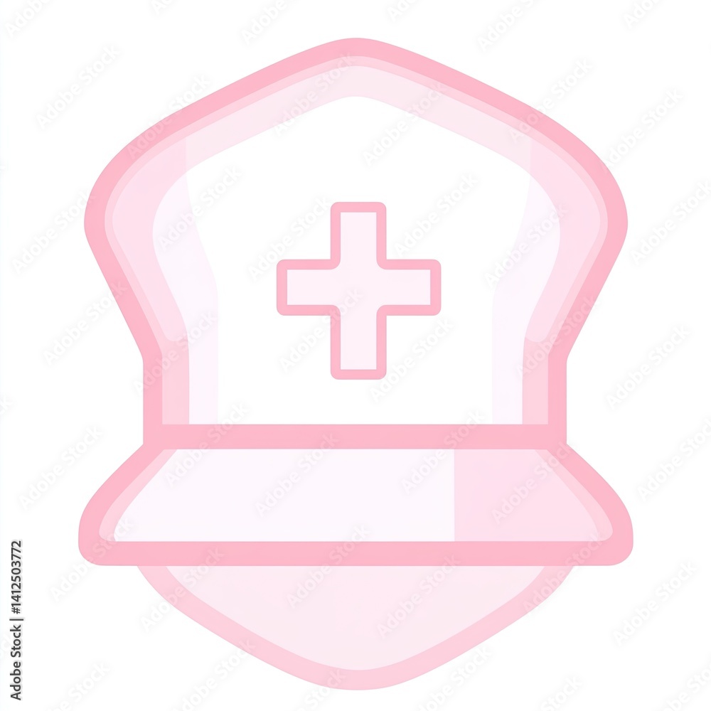 Pink nurse's cap with a plus symbol. Pink nurse's cap with a plus symbol.