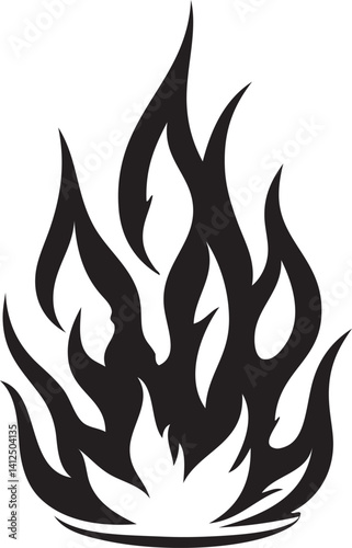 Fire vector flame icon Black icon isolated on a white background