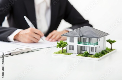 Real Estate Agent Signing House Purchase Contract Documents