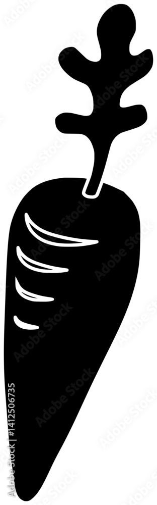 Obraz premium vegetable illustration carrot silhouette food logo fresh icon healthy outline vegetarian root raw vitamin ripe nutrition harvest green leaf shape or vector graphic background
