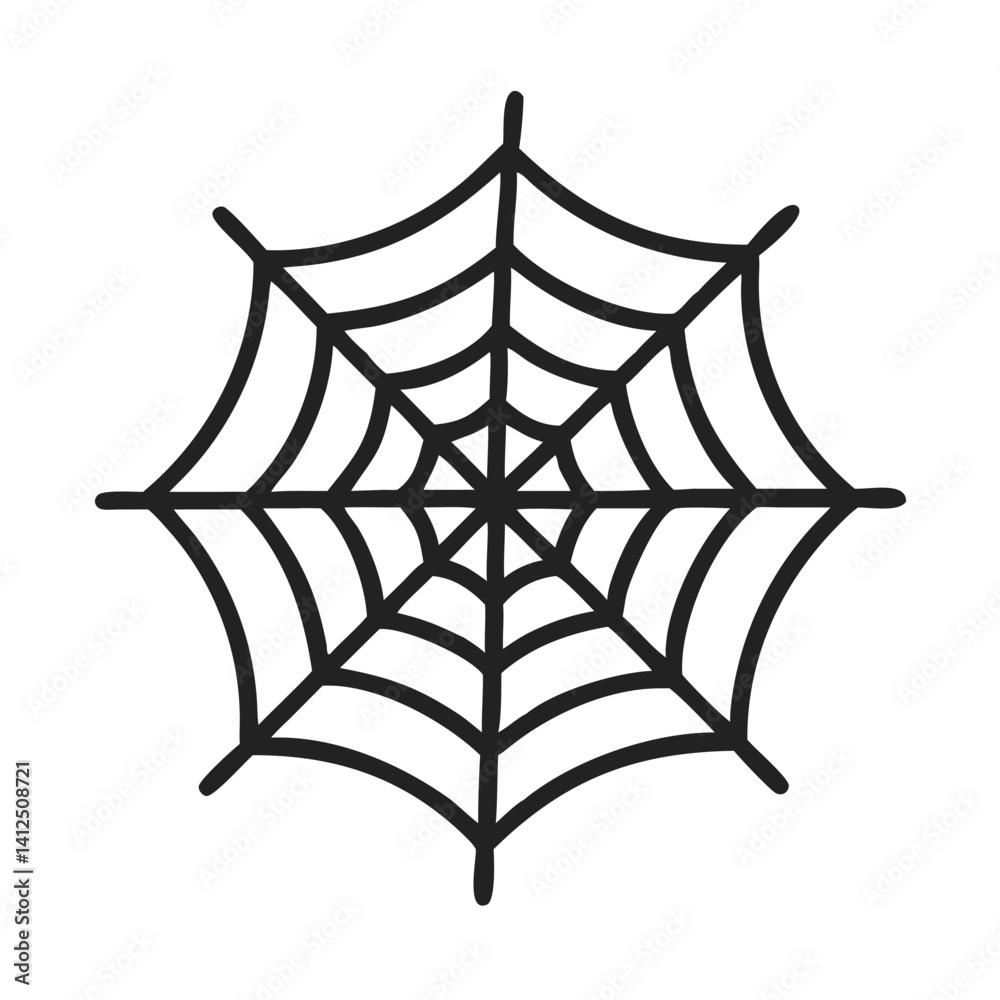 Simple Spiderweb Icon on Black Background, Halloween Theme Simple Spiderweb Icon on Black Background, Halloween Theme