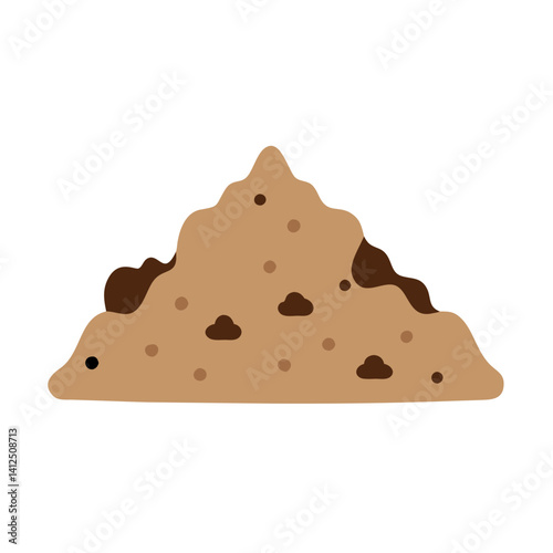Flat Illustration of Dirt Pile on Black Background
