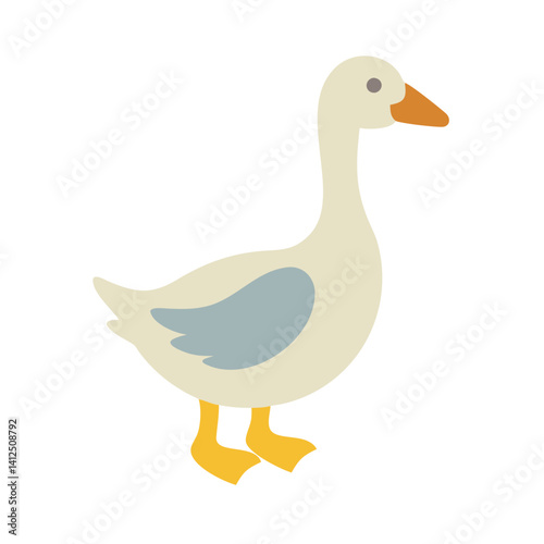 Simple Cartoon Goose Illustration on Black Background