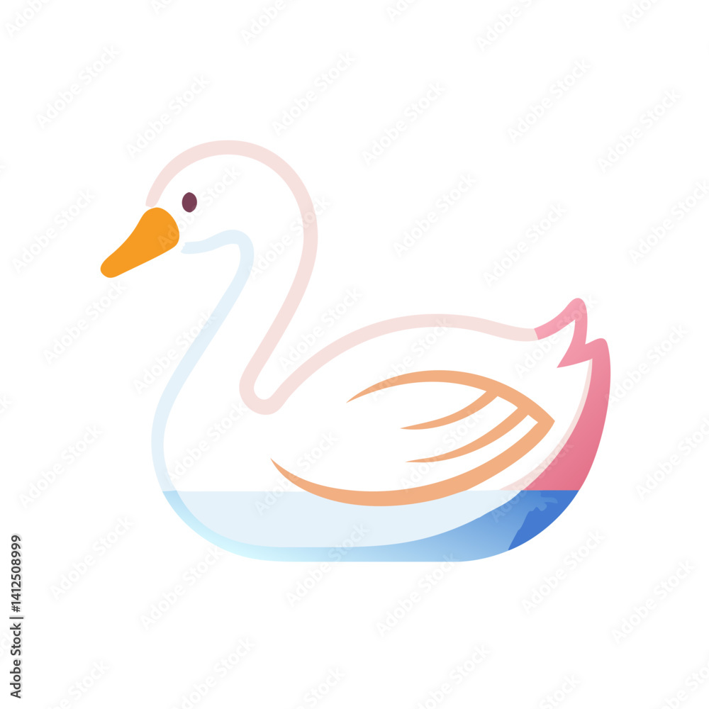 Fototapeta premium Elegant Swan Illustration on Black Background, Flat Design