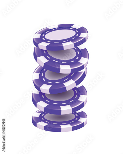 3D chips. Violet vector chips isolated on white background.