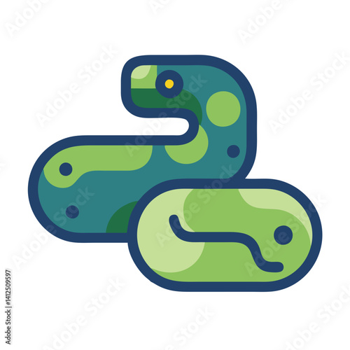 Flat Design Snake Illustration with Blue Outline