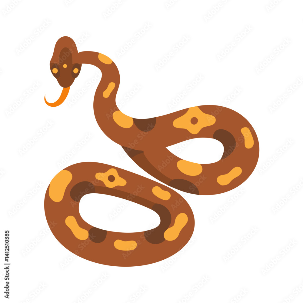 Cartoon Brown Snake with Yellow Spots on Black Background Cartoon Brown Snake with Yellow Spots on Black Background