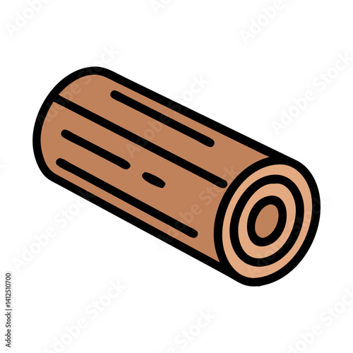 Stylized log on black background, wood pattern icon