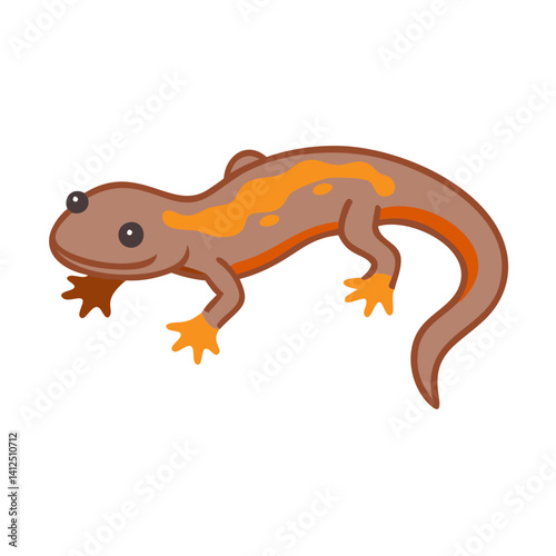 Cartoon Newt Illustration with Orange Spots on Black