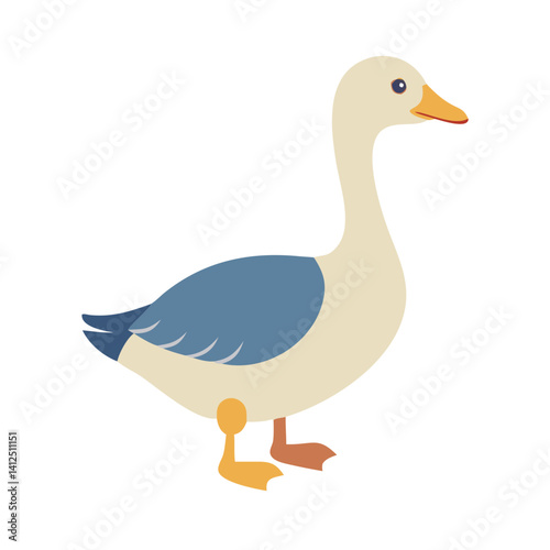 Stylized Goose Standing Profile Illustration on Black Background