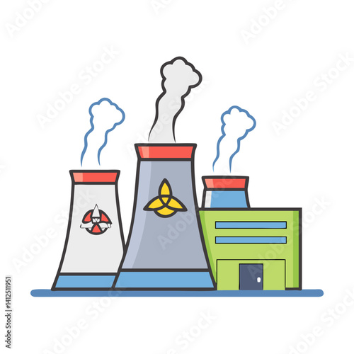 Illustration of Nuclear Power Plant Emission of Vapor
