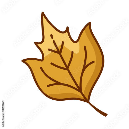 Stylized Golden Tulip Poplar Leaf Illustration on Black