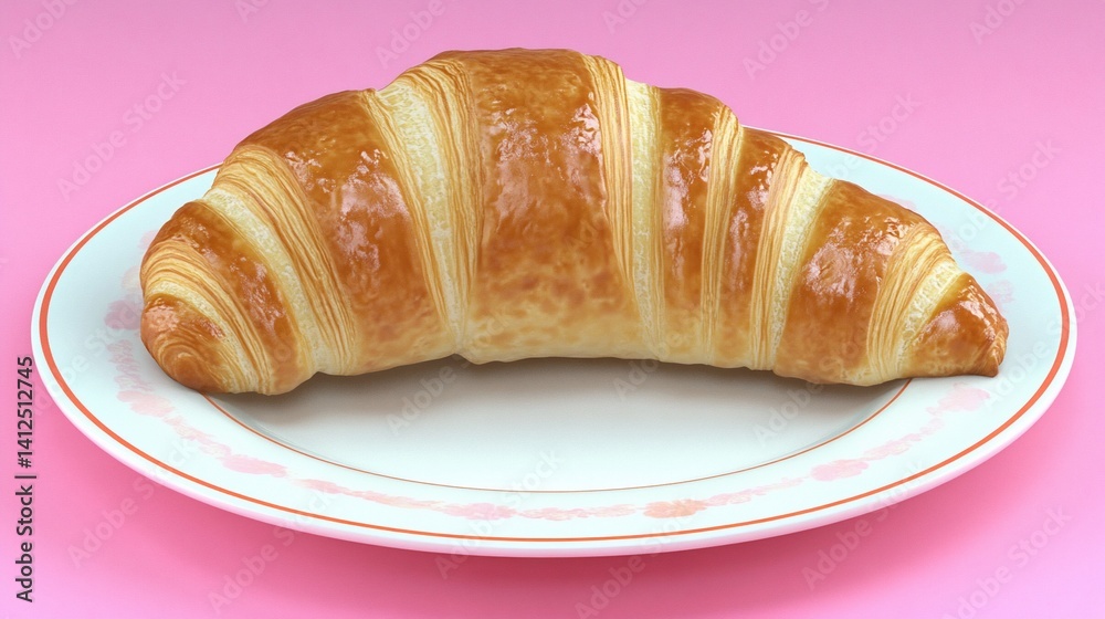 Delicious golden croissant on a plate Delicious golden croissant on a plate