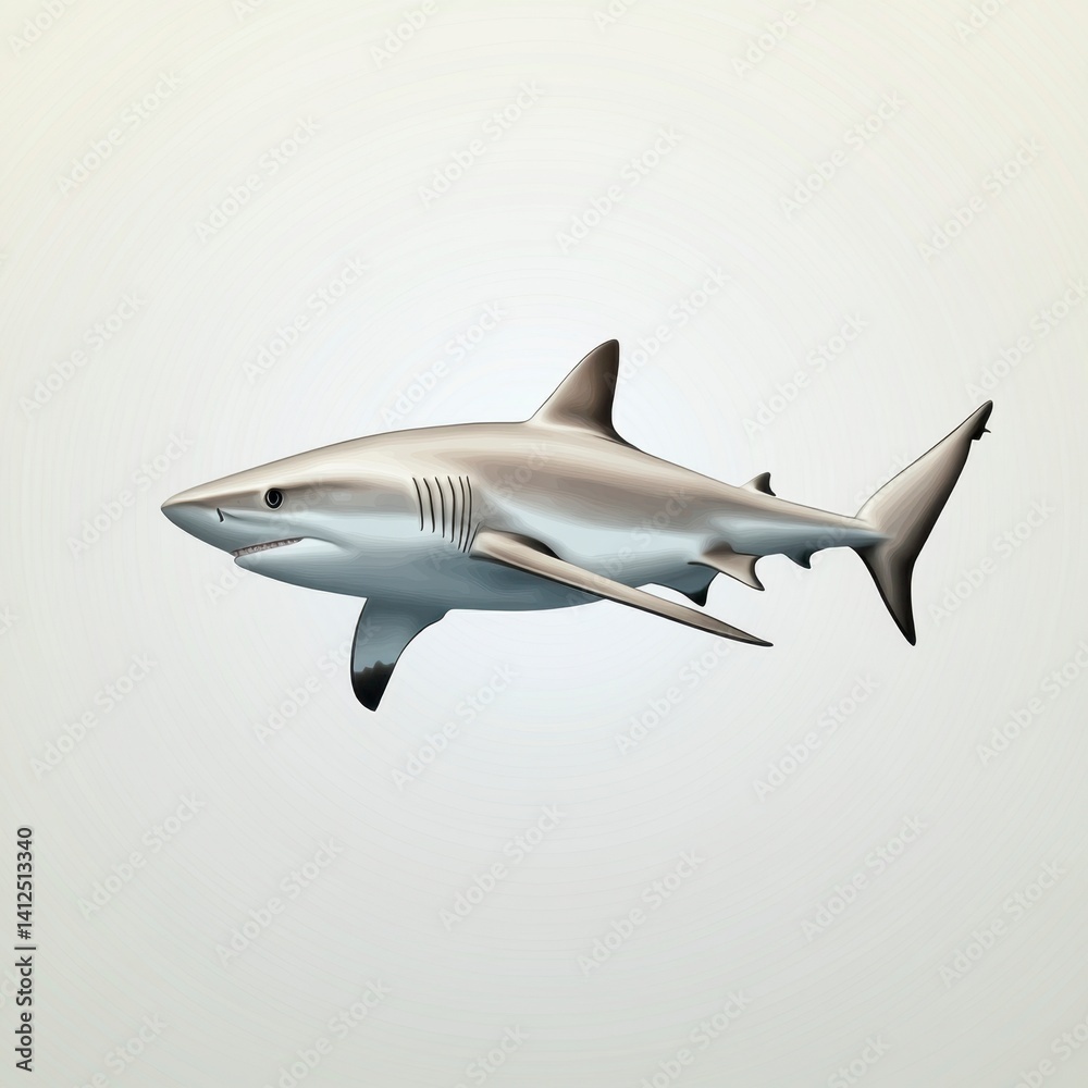 Obraz premium Realistic Illustration of a Shark in a Minimalistic Style