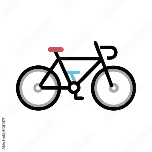 Minimalist Black Bike Illustration with Colorful Accents