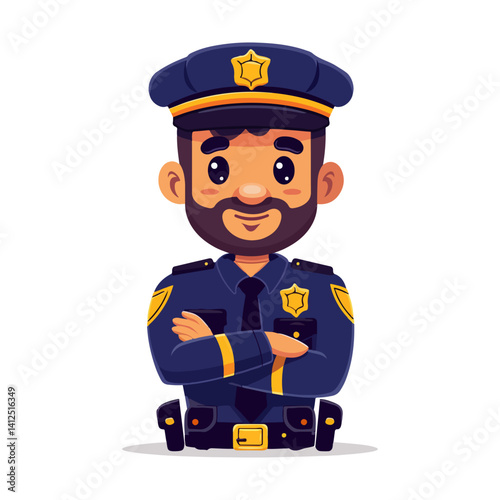 Friendly Cartoon Police Officer Illustration