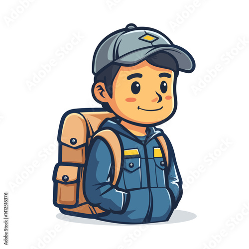 Cute Cartoon Backpacker Adventure Awaits Illustration