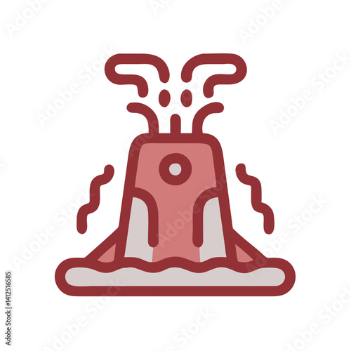 Volcano icon vector illustration in red and black