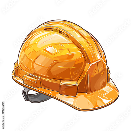 Safety First High-Visibility Yellow Construction Helmet Illustration