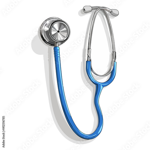 Medical Stethoscope Illustration Blue and Silver Design