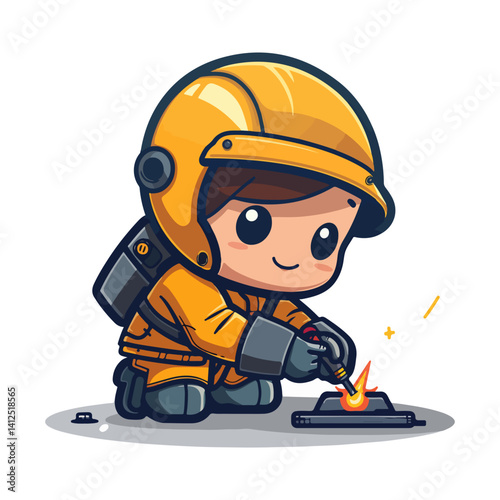 Adorable Cartoon Welder  Welding Illustration, Cute Character Design