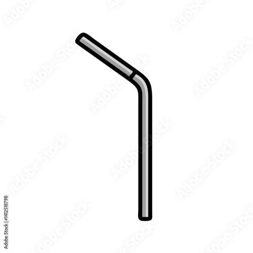 Silver Drinking Straw Isolated on Black Background Vector