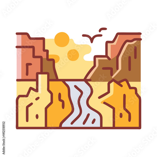 Grand Canyon National Park colorful Illustration in cartoon style