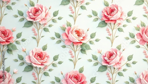Wallpaper Mural Subtle floral damask, soft pastel hues, repeating design, pastel, card Torontodigital.ca
