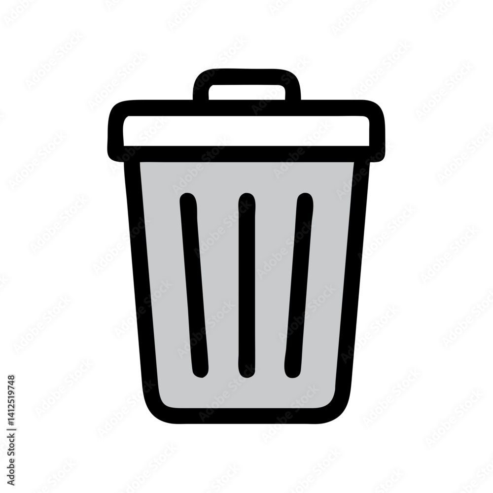 Gray Trash Can Icon on Black Background Image Gray Trash Can Icon on Black Background Image