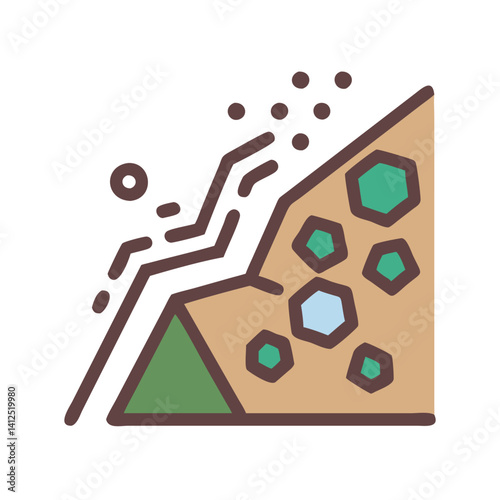 Landslide Icon Vector Illustration in Cartoon Style